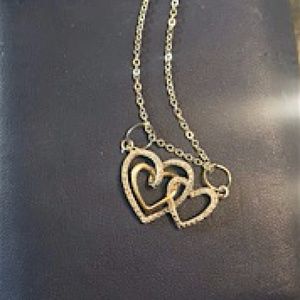 2HEARTS ENTWINED ❥❥DIAMOND CHIP YL GOLD & SS